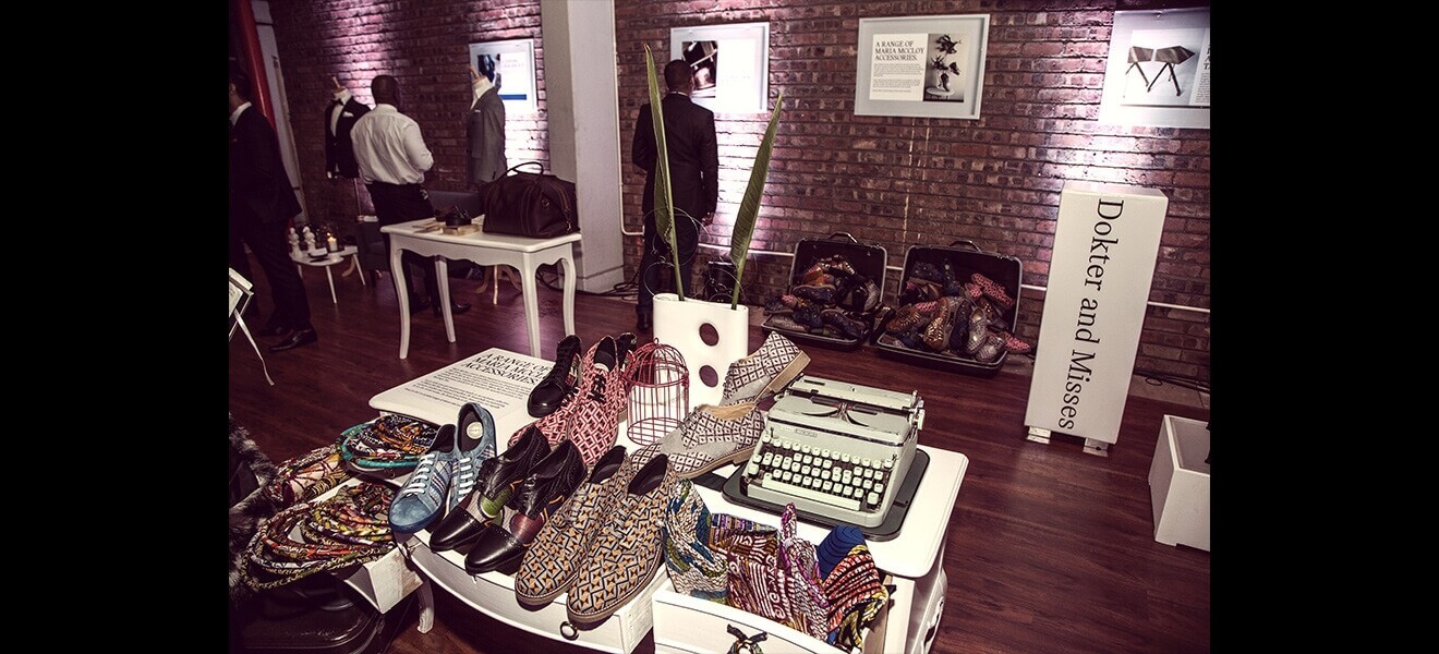 An exclusive collection of Maria McCloy shoes and jewellery, featuring exclusive leather and African wax prints, were among the items on auction.